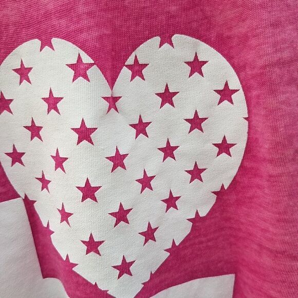 Tank Top Bright Pink Love Heart w/Stars Medium 7/9 Juniors - Picture 5 of 10